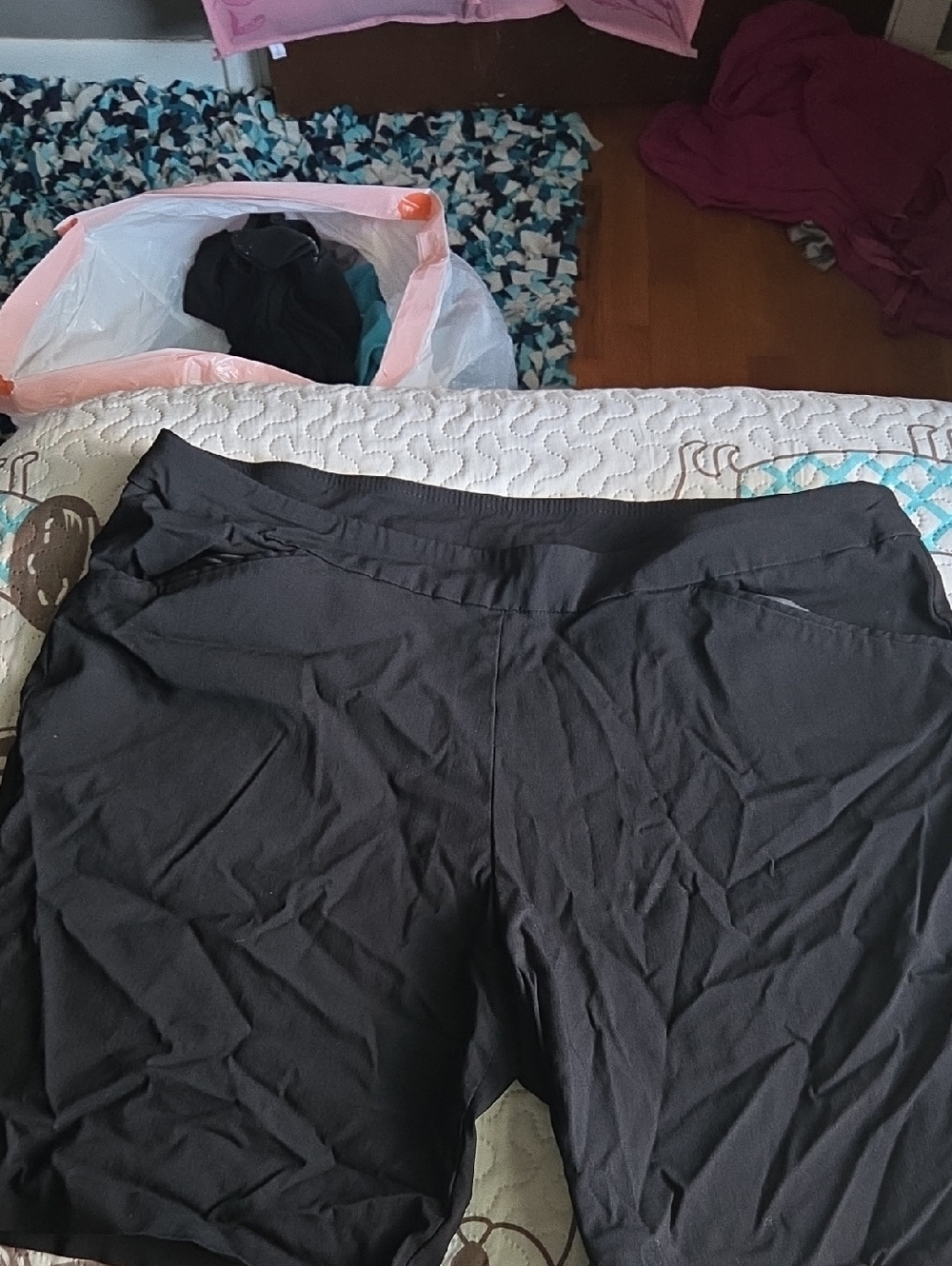 Time and Tru Black Knit Shorts with Elastic Waistband